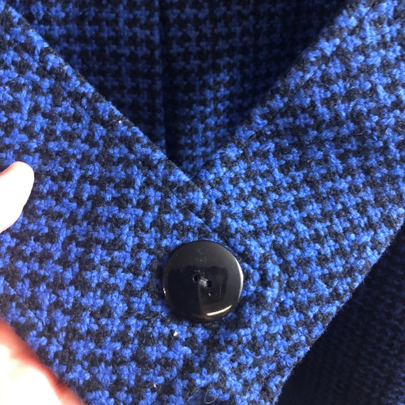 Vintage 1960s Rothschild Wool Women's Coat royal blue/black checkered USA made - Picture 6 of 14